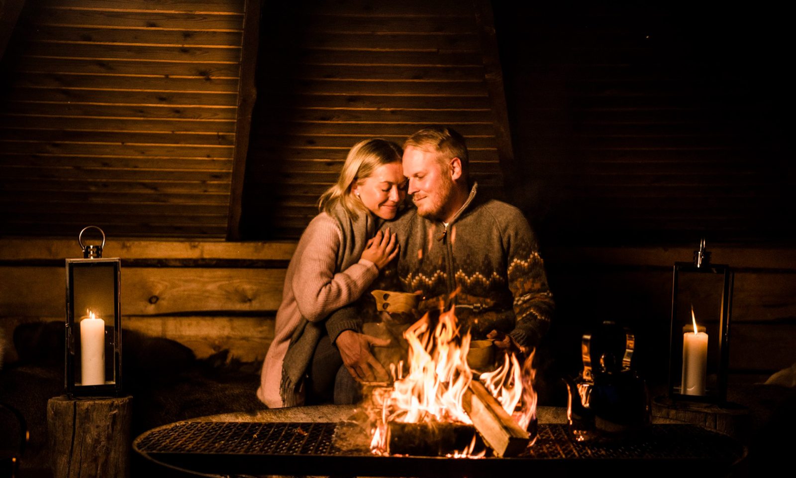 Couple enjoying private outdoor dining experience.
