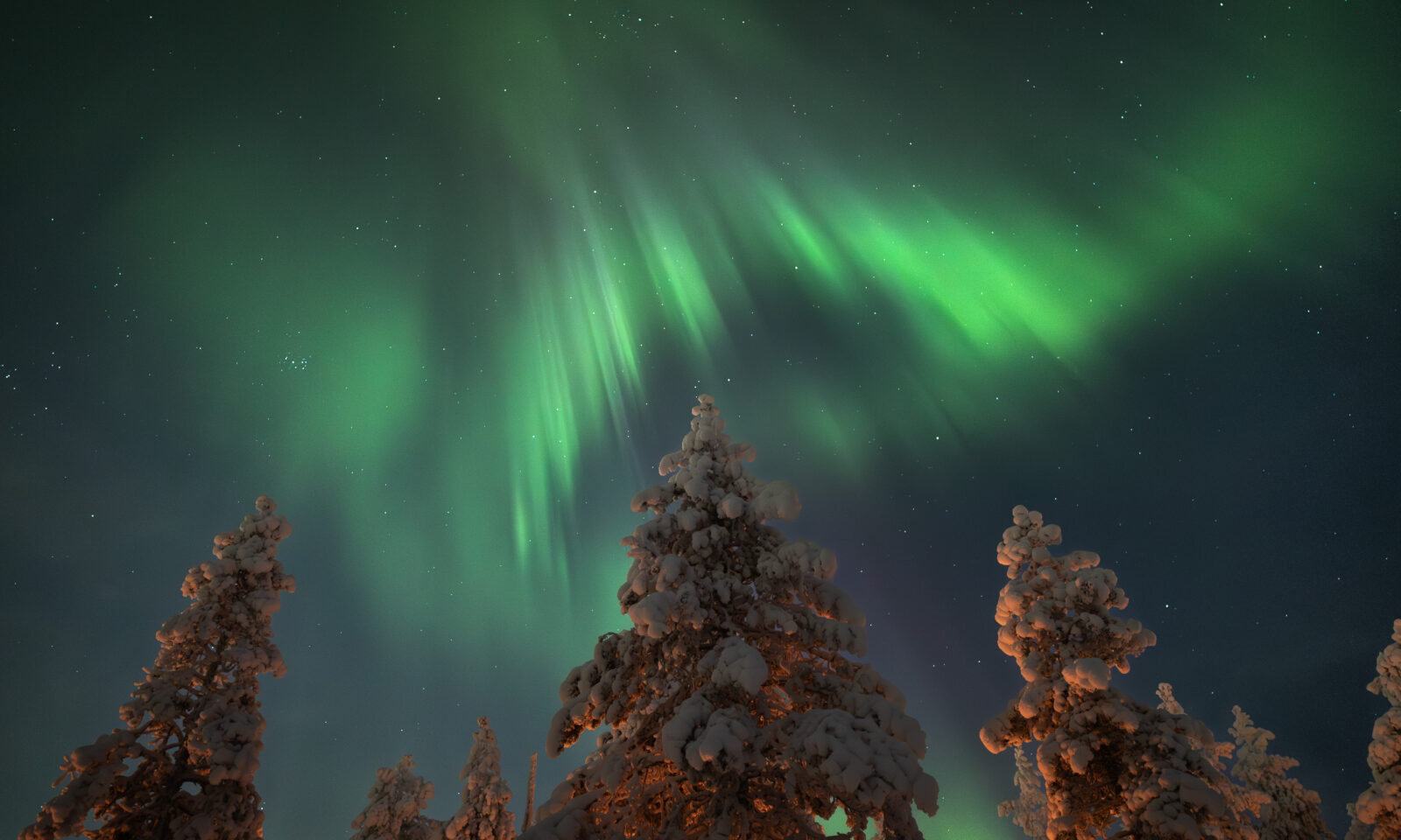 Northern Lights dancing on the sky. Rovaniemi, Lapland.